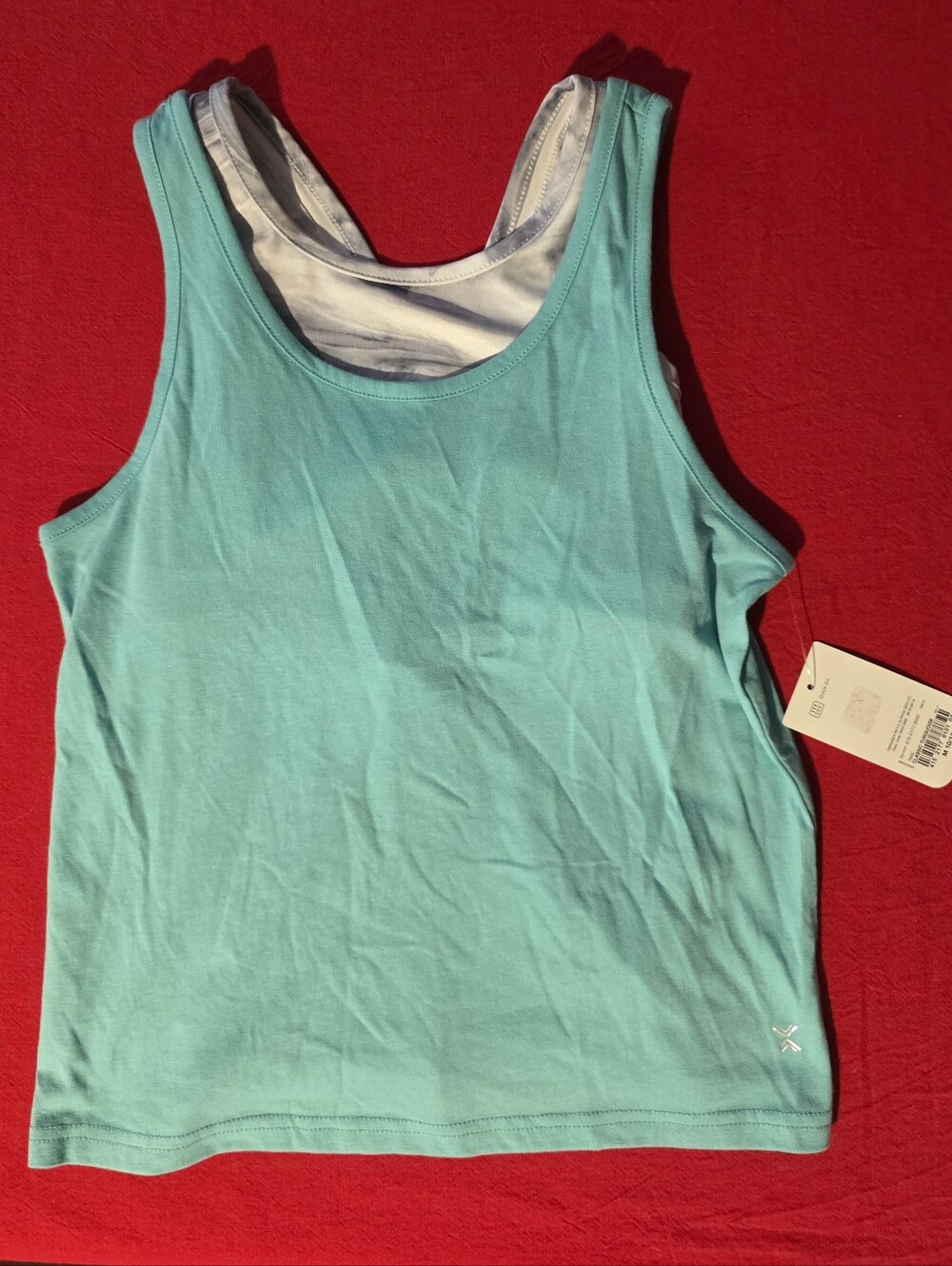 Xersion Turquoise Scoop Neck Tank Top With Cross Back Sports Bra